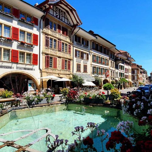 The enchanting town of Morat, Switzerland.