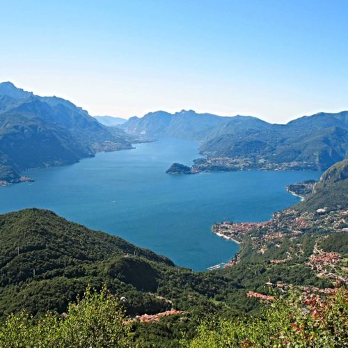 Hiking and walking tour on Lake Como. Panorama over Bellagio.