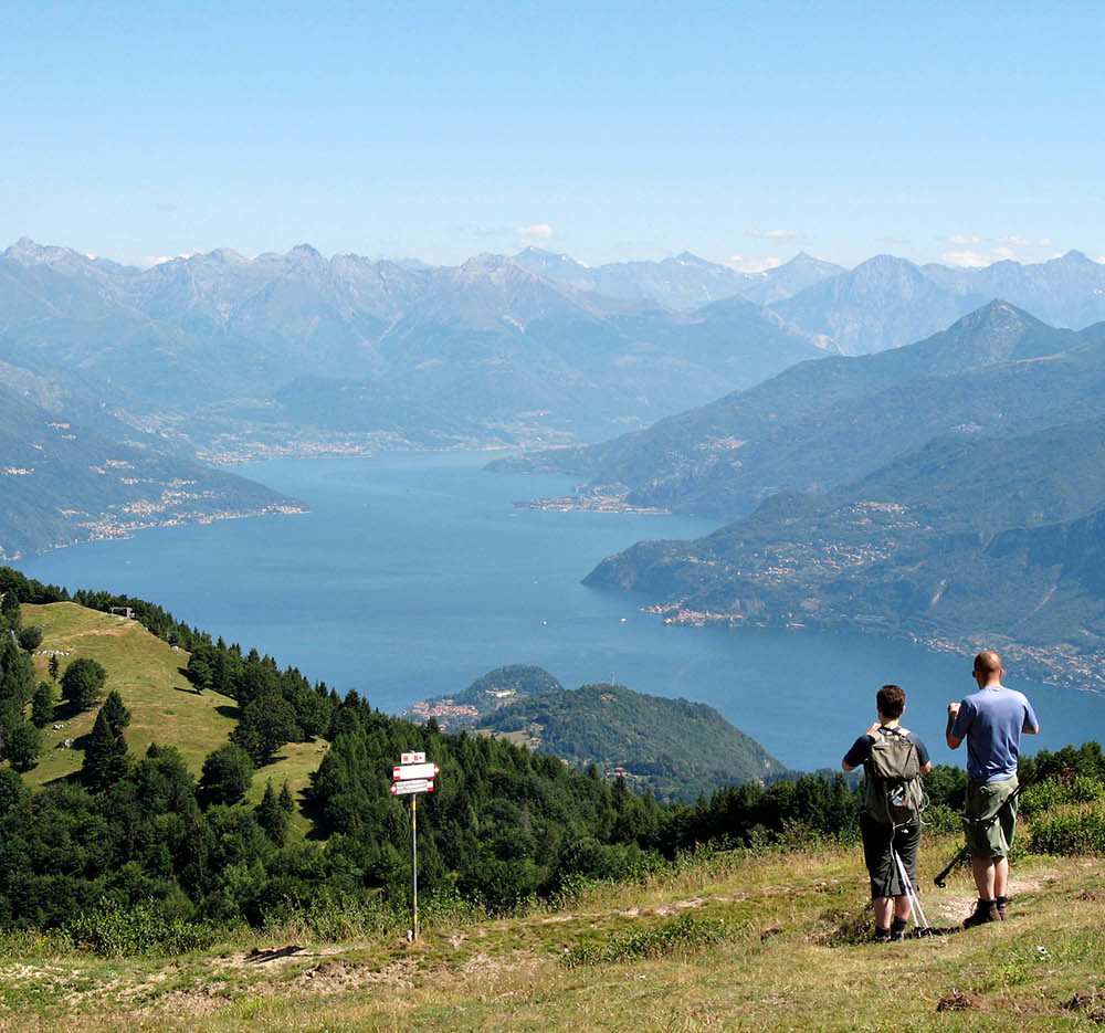 Hiking and walking tour on Lake Como. Panorama over Bellagio.