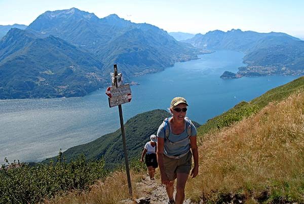 Hiking and walking tour on Lake Como. Panorama over Bellagio.