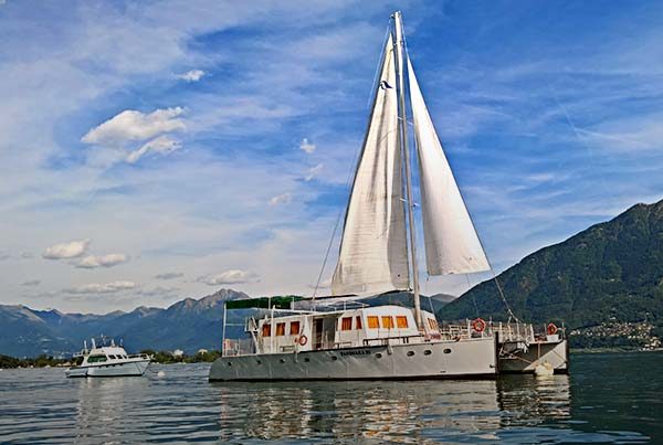 Sailing on Lake Maggiore, between Italy and Switzerland